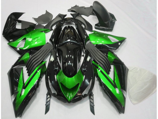 2006-2011 Gloss Green and Black Plain ZX14R Motorcycle Fairings