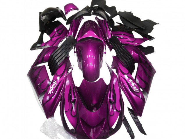 2006-2011 Gloss Pink & Flame ZX14R Motorcycle Fairings