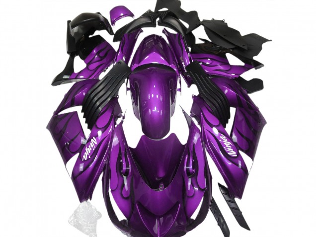 2006-2011 Gloss Purple & Flame ZX14R Motorcycle Fairings