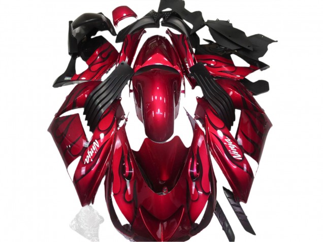 2006-2011 Gloss Red & Flame ZX14R Motorcycle Fairings