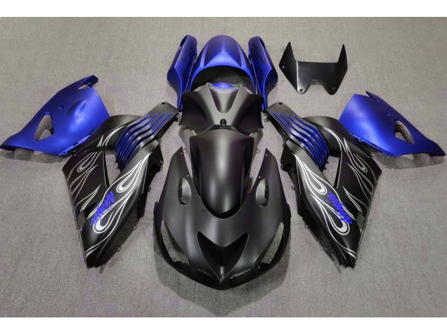 2006-2011 Matte Black and Blue ZX14R Motorcycle Fairings