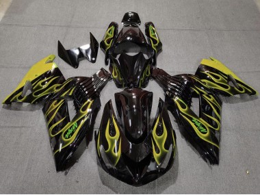 2006-2011 Yellow Flame ZX14R Motorcycle Fairings