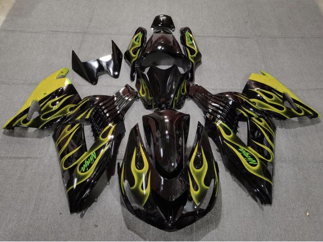2006-2011 Yellow Flame ZX14R Motorcycle Fairings