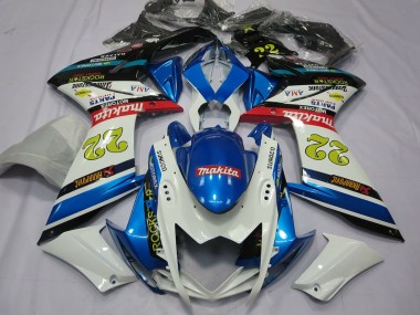 2007-2008 22 White and Blue GSXR 1000 Motorcycle Fairings