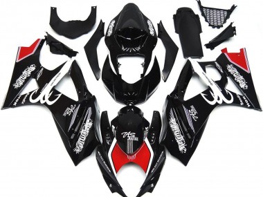 2007-2008 Black and White with Red Skrib GSXR 1000 Motorcycle Fairings