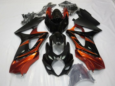 2007-2008 Burnt Orange and Black GSXR 1000 Motorcycle Fairings