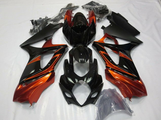 2007-2008 Burnt Orange and Black GSXR 1000 Motorcycle Fairings