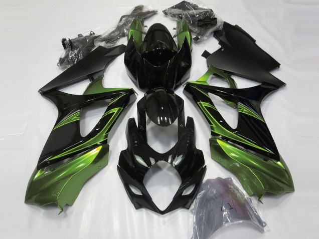 2007-2008 Electric Green and Gloss Black GSXR 1000 Motorcycle Fairings