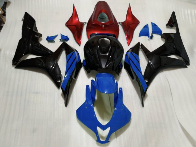 2007-2008 Gloss Black & Blue and Red Accents CBR600RR Motorcycle Fairings
