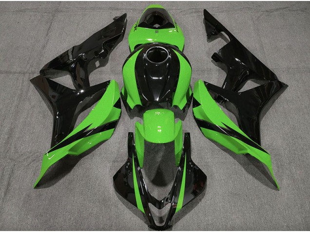 2007-2008 Gloss Black & Green CBR600RR Motorcycle Fairings