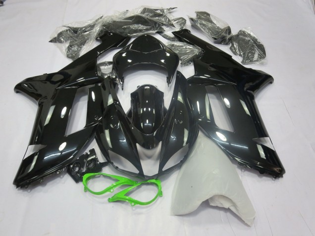 2007-2008 Gloss Black Green ZX6R Motorcycle Fairings
