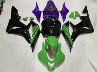 2007-2008 Gloss Black & Green and Purple Accents CBR600RR Motorcycle Fairings