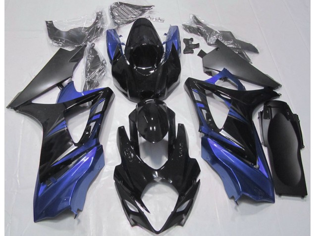 2007-2008 Gloss Black and Blue GSXR 1000 Motorcycle Fairings