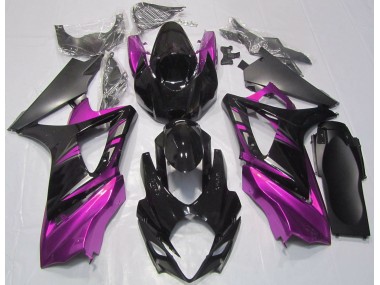 2007-2008 Gloss Black and Pink GSXR 1000 Motorcycle Fairings
