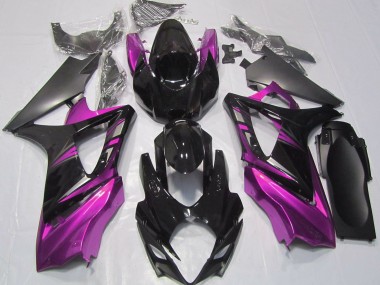 2007-2008 Gloss Black and Pink GSXR 1000 Motorcycle Fairings