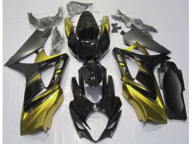 2007-2008 Gloss Black and Yellow GSXR 1000 Motorcycle Fairings