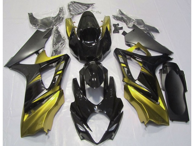 2007-2008 Gloss Black and Yellow GSXR 1000 Motorcycle Fairings