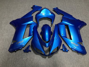 2007-2008 Gloss Blue & Chrome Logos ZX6R Motorcycle Fairings