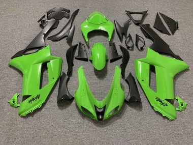 2007-2008 Gloss Green and Matte Black ZX6R Motorcycle Fairings