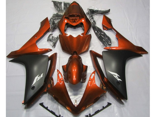 2007-2008 Gloss Orange and Black R1 Motorcycle Fairings