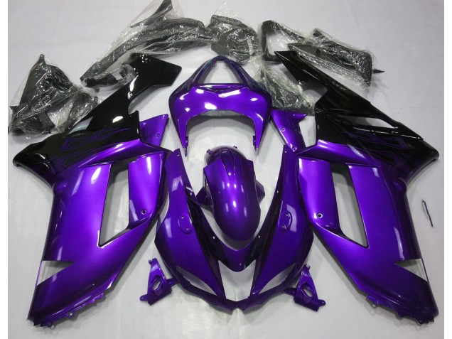 2007-2008 Gloss Purple & Black ZX6R Motorcycle Fairings
