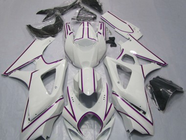 2007-2008 Gloss White Pink Pin Stripe GSXR 1000 Motorcycle Fairings