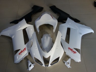2007-2008 Gloss White & Red Logos ZX6R Motorcycle Fairings