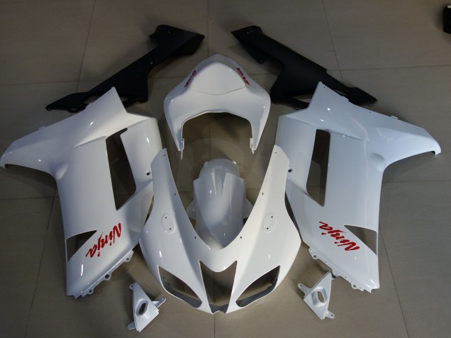 2007-2008 Gloss White & Red Logos ZX6R Motorcycle Fairings