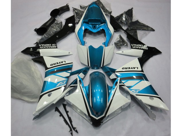 2007-2008 Gloss White and Light Blue R1 Motorcycle Fairings
