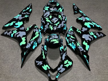 2007-2008 Green and Grey Camouflage CBR600RR Motorcycle Fairings