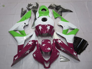 2007-2008 Green and Maroon Stars and Stripes CBR600RR Motorcycle Fairings