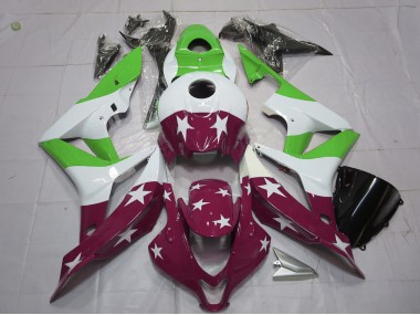 2007-2008 Green and Maroon Stars and Stripes CBR600RR Motorcycle Fairings