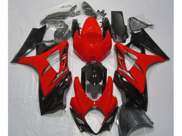 2007-2008 Lava Red and Black GSXR 1000 Motorcycle Fairings