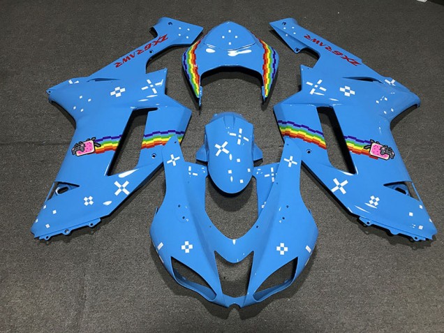 2007-2008 Light Blue Custom ZX6R Motorcycle Fairings