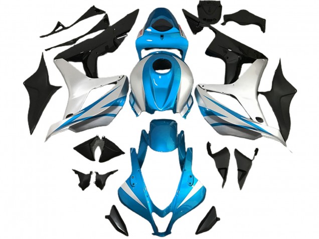2007-2008 Light Blue and Silver OEM Style CBR600RR Motorcycle Fairings