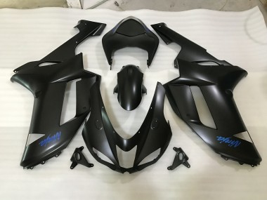 2007-2008 Matte Black & Blue Logo ZX6R Motorcycle Fairings