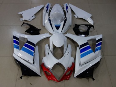 2007-2008 OEM Style Blue and White GSXR 1000 Motorcycle Fairings