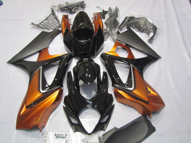 2007-2008 Orange and Black GSXR 1000 Motorcycle Fairings