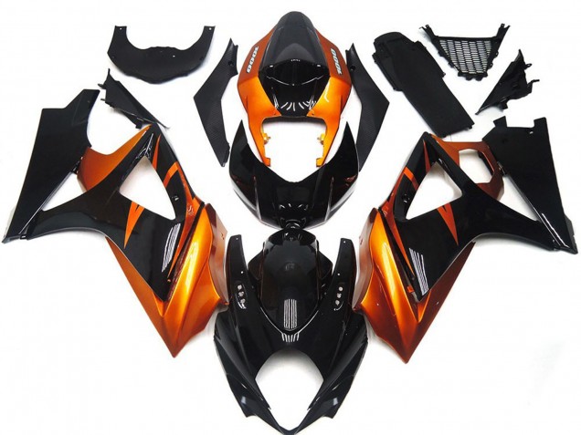 2007-2008 Orange and Gloss Black Style GSXR 1000 Motorcycle Fairings
