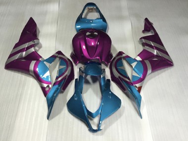 2007-2008 Purple and Light Blue Captain America CBR600RR Motorcycle Fairings