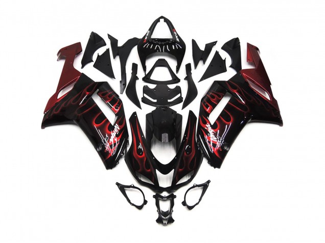 2007-2008 Red Gloss Flame ZX6R Motorcycle Fairings