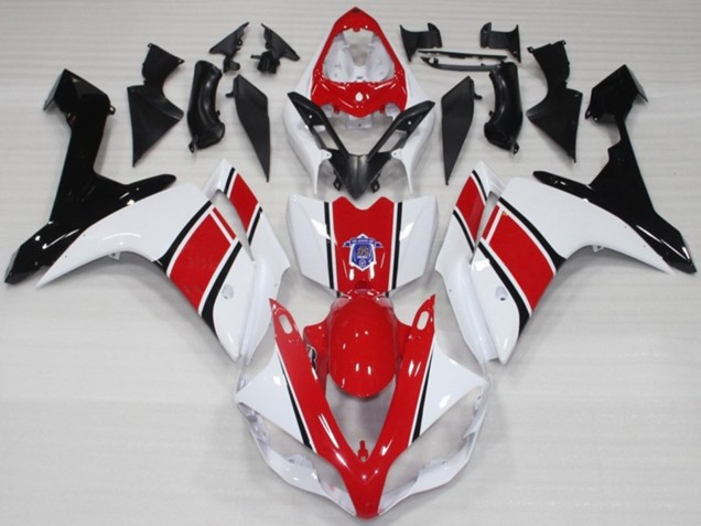 2007-2008 White and Red OEM Style Gloss R1 Motorcycle Fairings