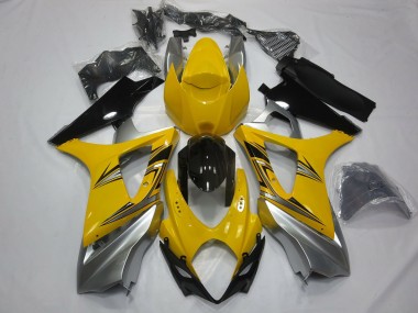 2007-2008 Yellow Silver GSXR 1000 Motorcycle Fairings