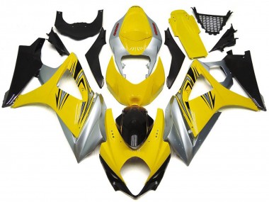 2007-2008 Yellow and Silver OEM Style GSXR 1000 Motorcycle Fairings