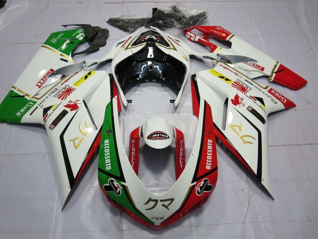 2007-2014 77 White Red Green Ducati 848 1098 1198 Motorcycle Fairings
