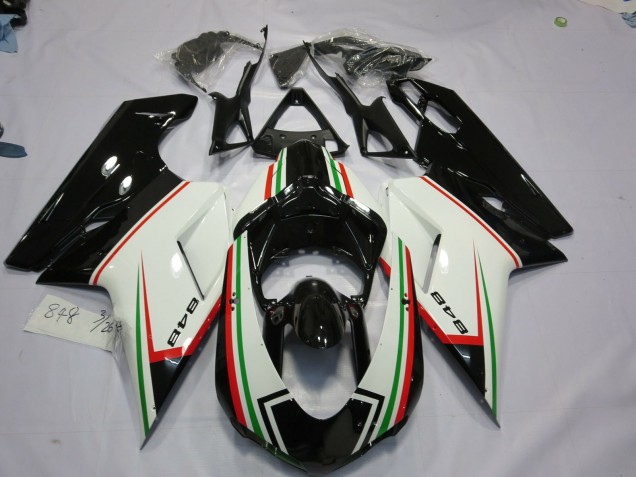 2007-2014 Black Tri Color Ducati 848 1098 1198 Motorcycle Fairings