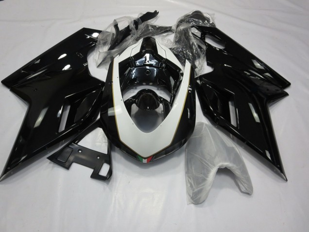 2007-2014 Gloss Black and White Ducati 848 1098 1198 Motorcycle Fairings