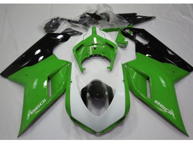 2007-2014 Gloss Green & White Ducati 848 1098 1198 Motorcycle Fairings