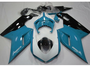 2007-2014 Gloss Light Blue & White Ducati 848 1098 1198 Motorcycle Fairings