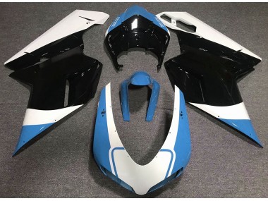 2007-2014 Gloss Light Blue White and Black Ducati 848 1098 1198 Motorcycle Fairings